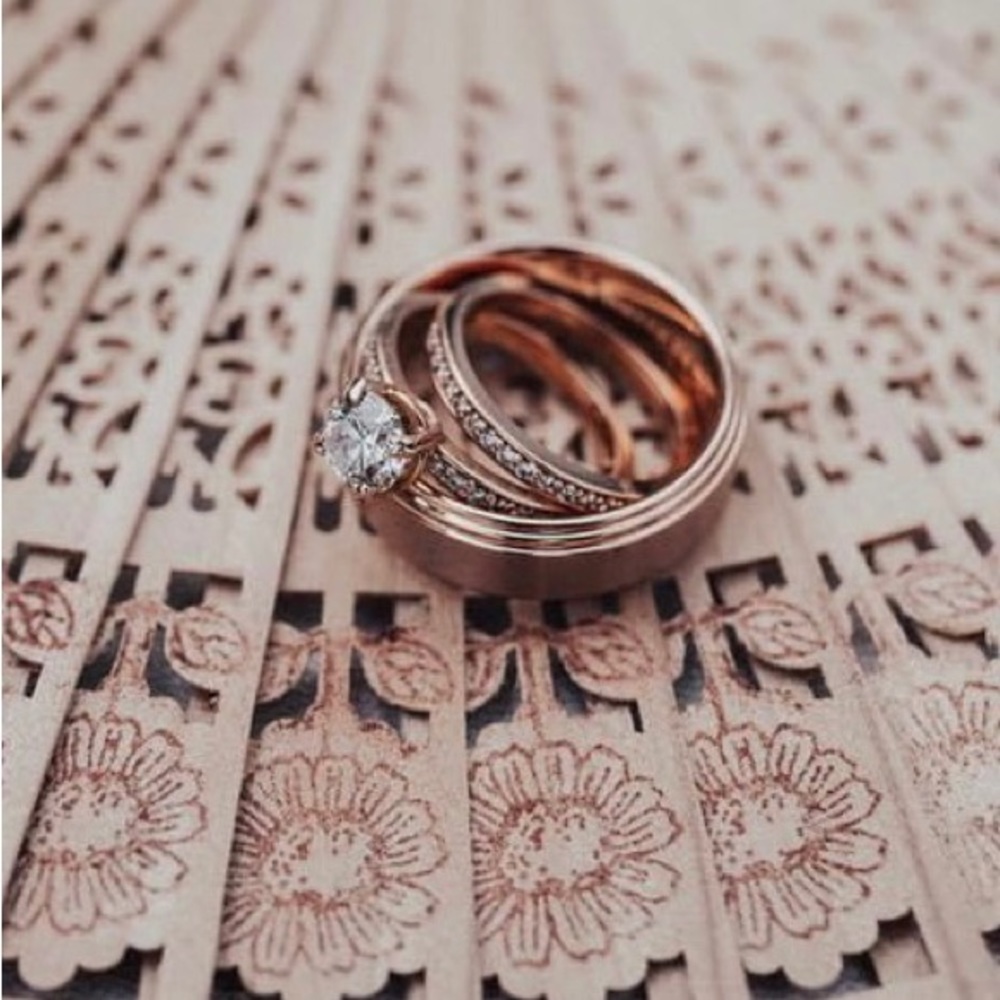 1.13CT 14KT Engagement Ring + Wedding Band